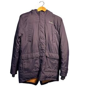 Eddie Bauer Kids Size XL 16 Down Parka Navy Fur Lined Hood Warm Winter Gorpcore